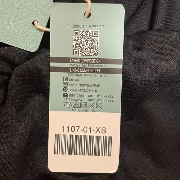 Shekini One-Piece Black Scoop Back Bathing Suit, sz XS - Picture 7 of 12